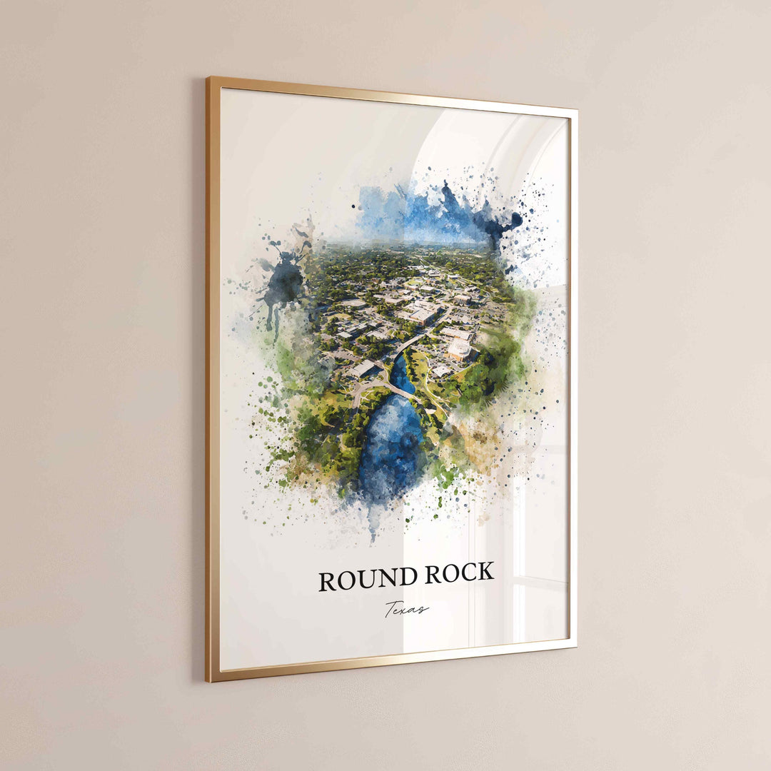 Round Rock, Texas – Watercolor Art Print