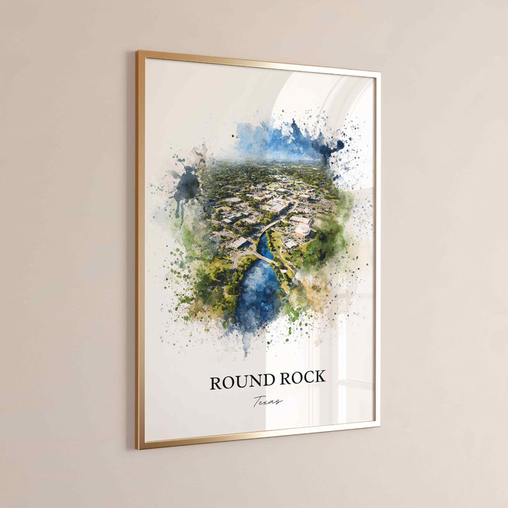Round Rock, Texas – Watercolor Art Print