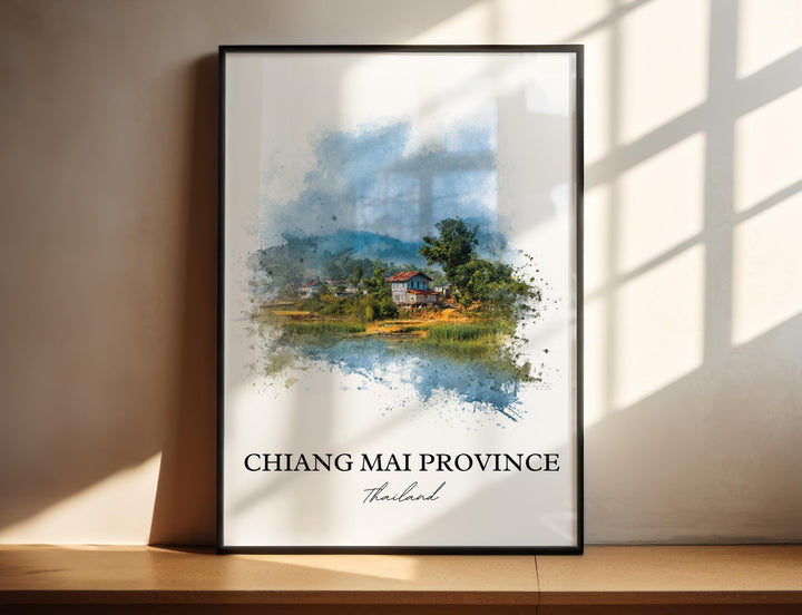 Chiang Mai Wall Art, Chiang Mai Province Print, Thailand Watercolor Art, Chiang Mai Gift, Travel Print, Travel Poster, Housewarming Gift
