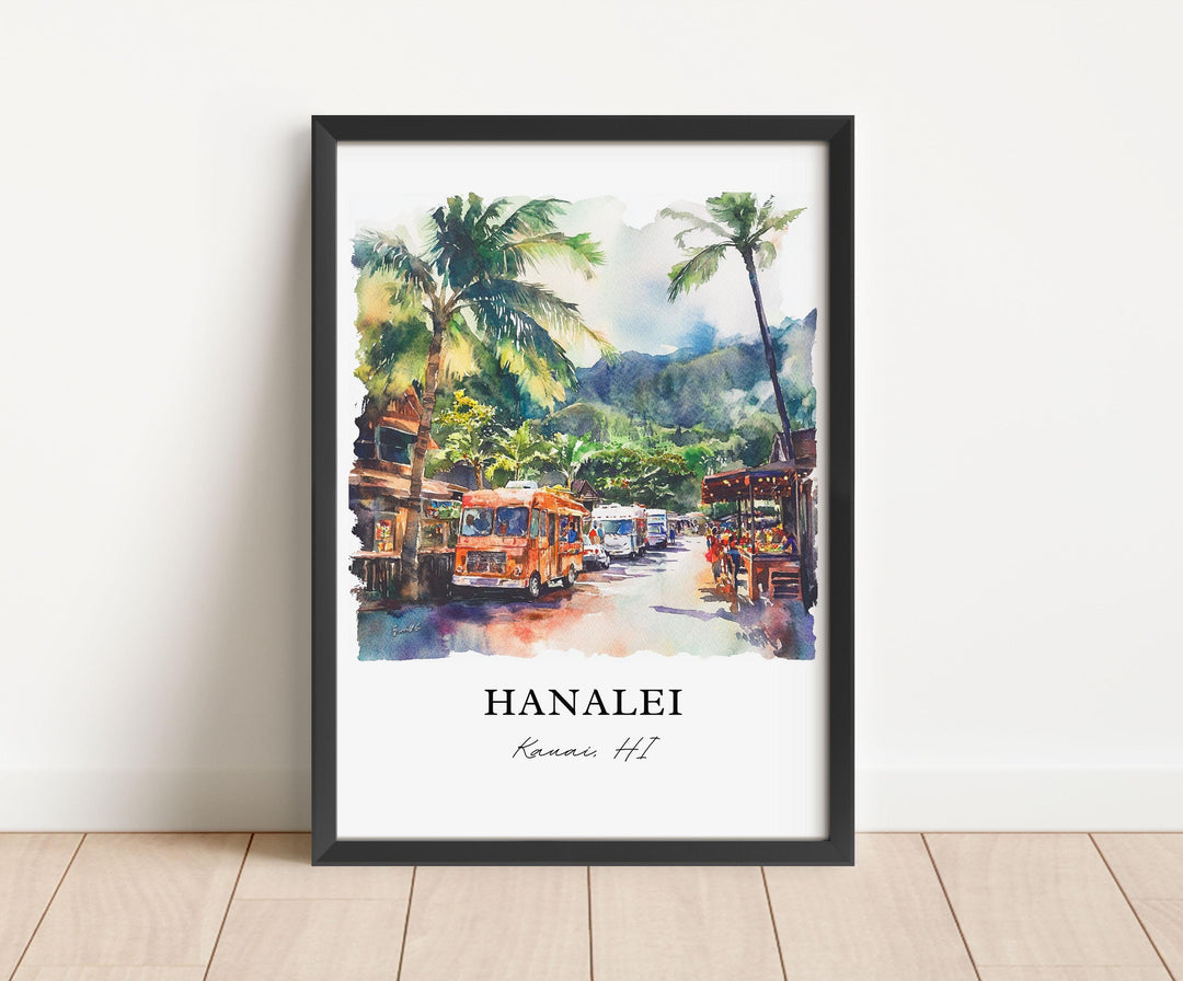 Hanalei Wall Art, Kauai Hawaii Print, Hanalei Watercolor Art, Kauai Gift, Travel Print, Travel Poster, Housewarming Gift