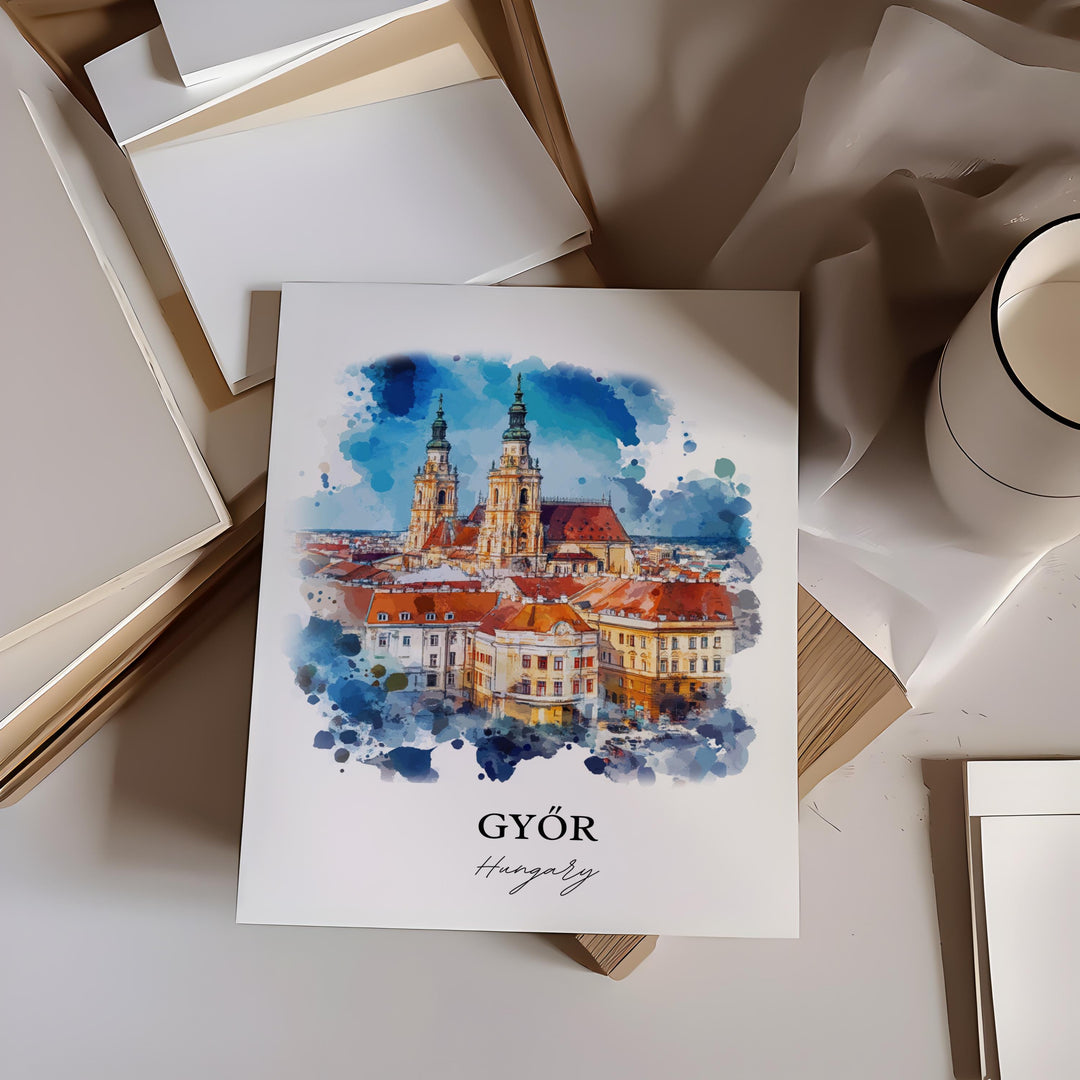 Gyor, Hungary – Watercolor Art Print
