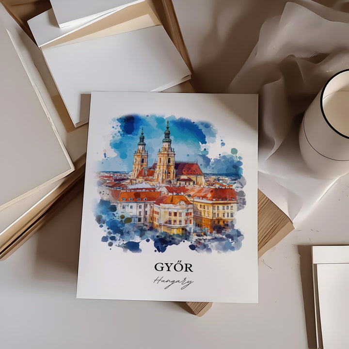 Gyor, Hungary – Watercolor Art Print
