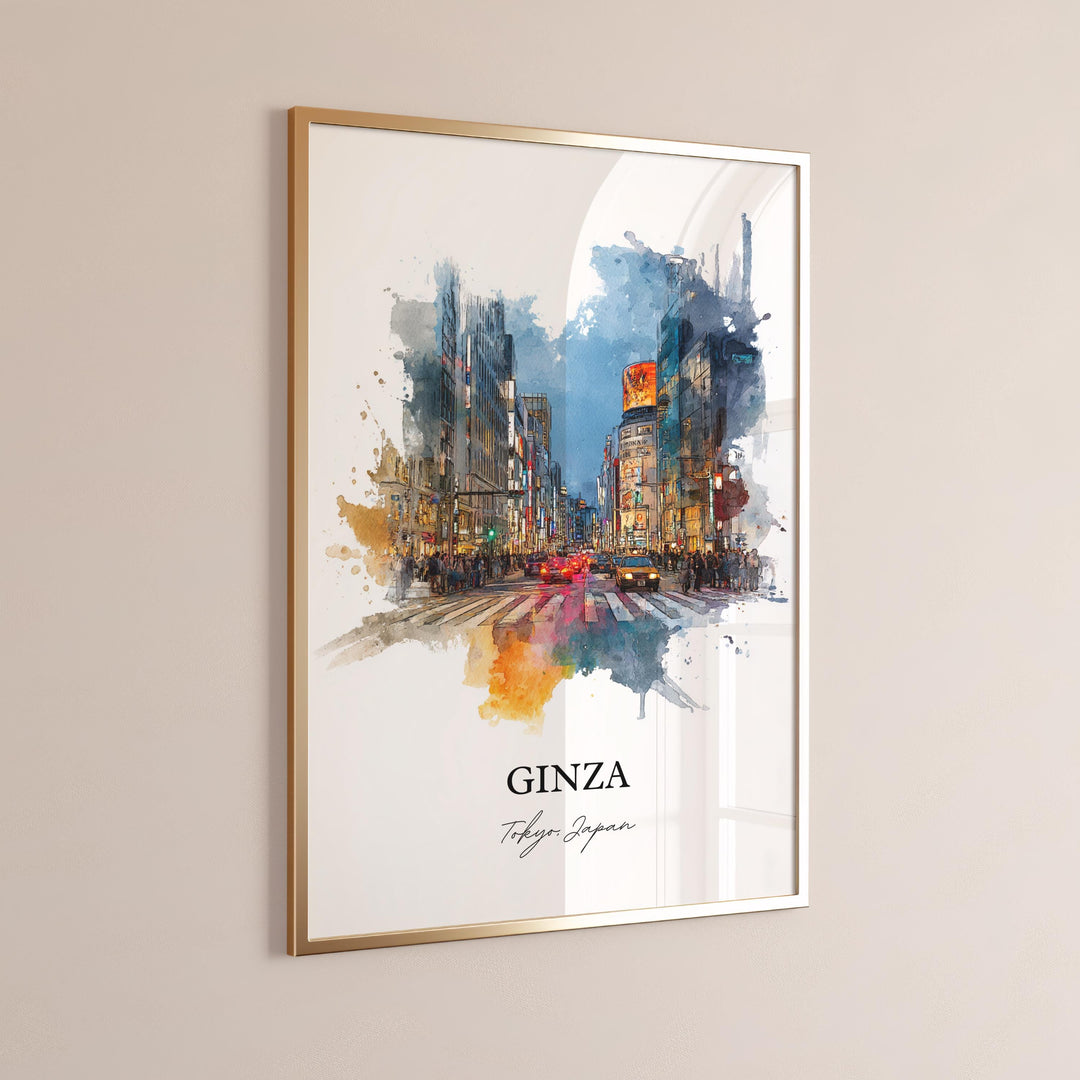 Ginza Tokyo Wall Art, Ginza Print, Ginza Japan Watercolor Art, Ginza Japan Gift, Tokyo Travel Print, Tokyo Travel Poster, Housewarming Gift