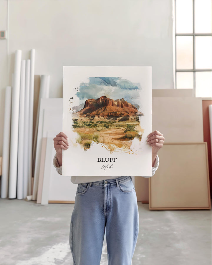 Bluff Utah Wall Art, San Juan County Print, Utah Watercolor Art, Bluff Utah Gift, Travel Print, Travel Poster, Housewarming Gift