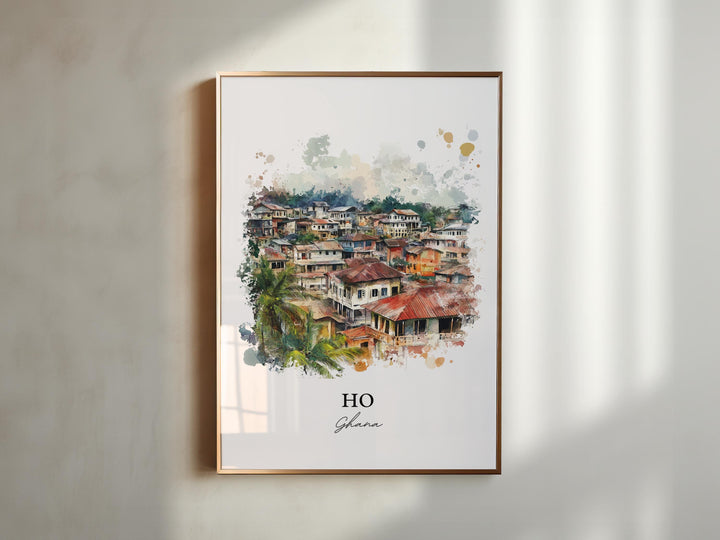 Ho Ghana Wall Art, Volta Region Print, Ghana Watercolor Art, Ho Ghana Gift, Travel Print, Travel Poster, Housewarming Gift