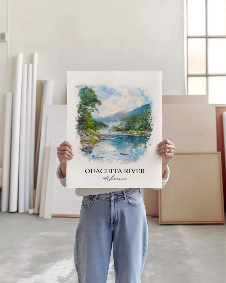 Ouachita River Wall Art, Black River Print, Arkansas Watercolor Art, Ouachita River Gift, Travel Print, Travel Poster, Housewarming Gift