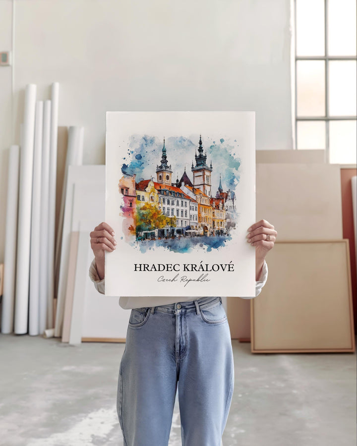 Hradec Kralove Wall Art, Czechia Print, Czech Republic Watercolor, Hradec Kralove Gift, Travel Print, Travel Poster, Housewarming Gift