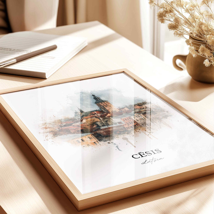 Cesis, Latvia – Watercolor Art Print