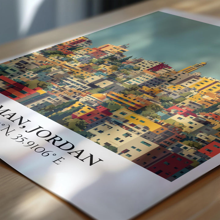 Amman Jordan Art, Amman Retro Travel Art, Amman Home Decor, Amman Jordan Gift, Jordan Travel Art, Travel Prints, Housewarming Gift