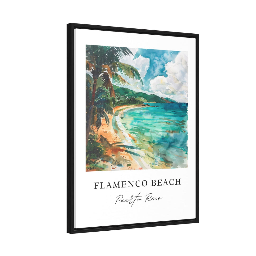 Flamenco Beach Art, Flamenco Beach PR Print, Culebra Watercolor Art, Culebra Gift,