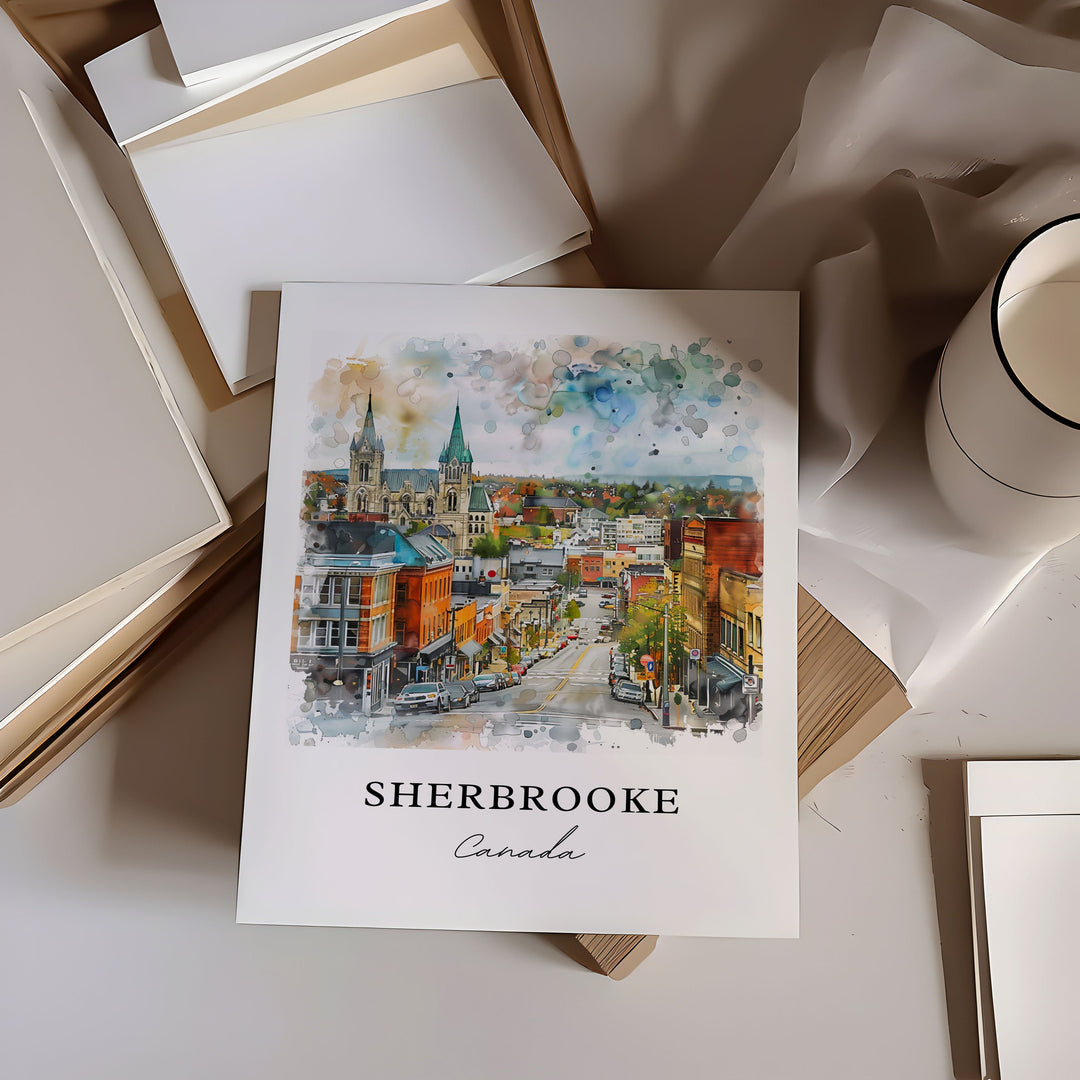 Sherbrooke Quebec Art, Sherbrooke Print, Sherbrooke Watercolor, Sherbrooke Quebec Gift, Travel Poster, Housewarming Gift