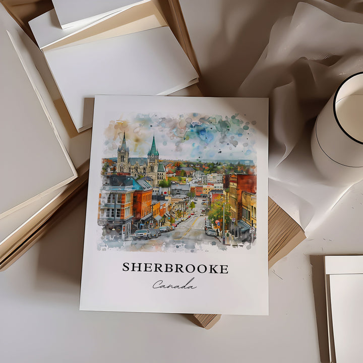 Sherbrooke Quebec Art, Sherbrooke Print, Sherbrooke Watercolor, Sherbrooke Quebec Gift, Travel Poster, Housewarming Gift