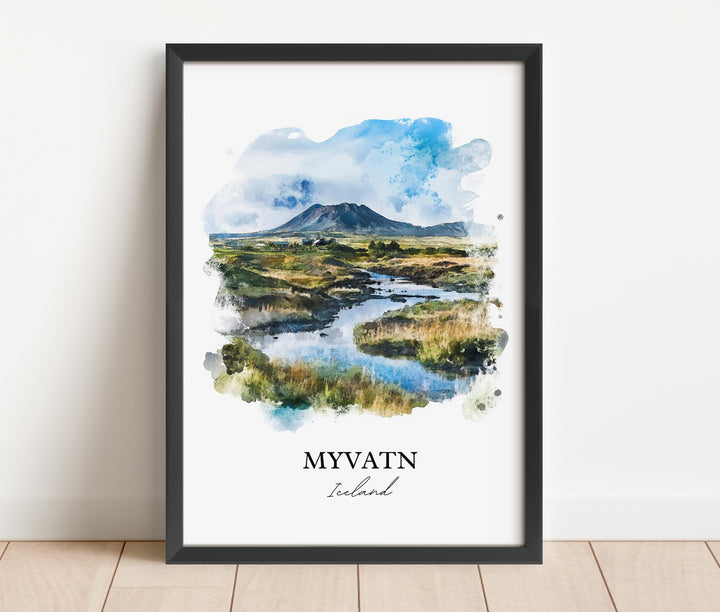 Myvatn Wall Art, Mývatn Baths Print, Iceland Watercolor Art, Myvatn Gift, Travel Print, Travel Poster, Housewarming Gift