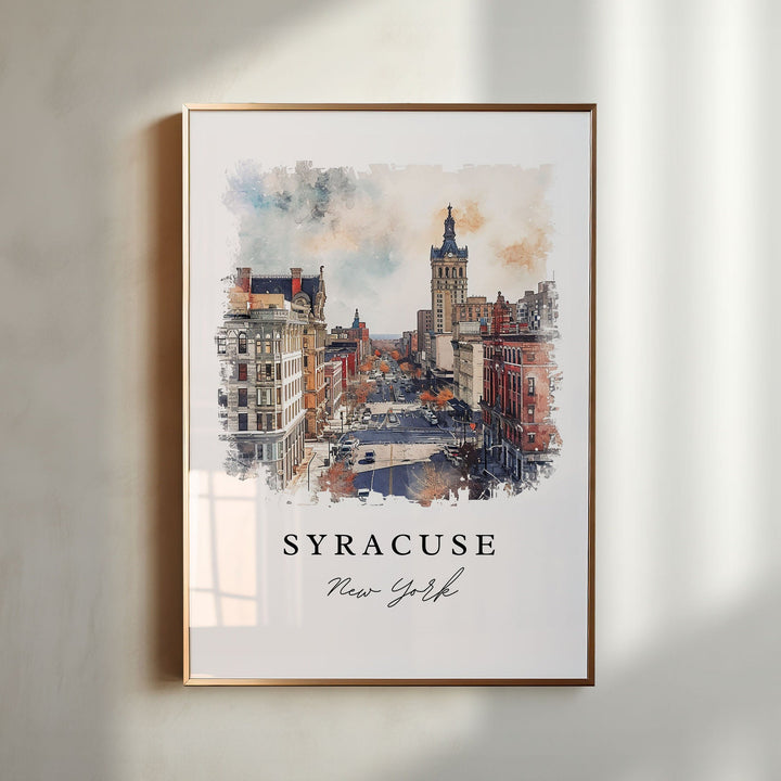 Syracuse traditional travel art - New York, Syracuse print, Wedding gift, Birthday present, Custom Text, Perfect Gift