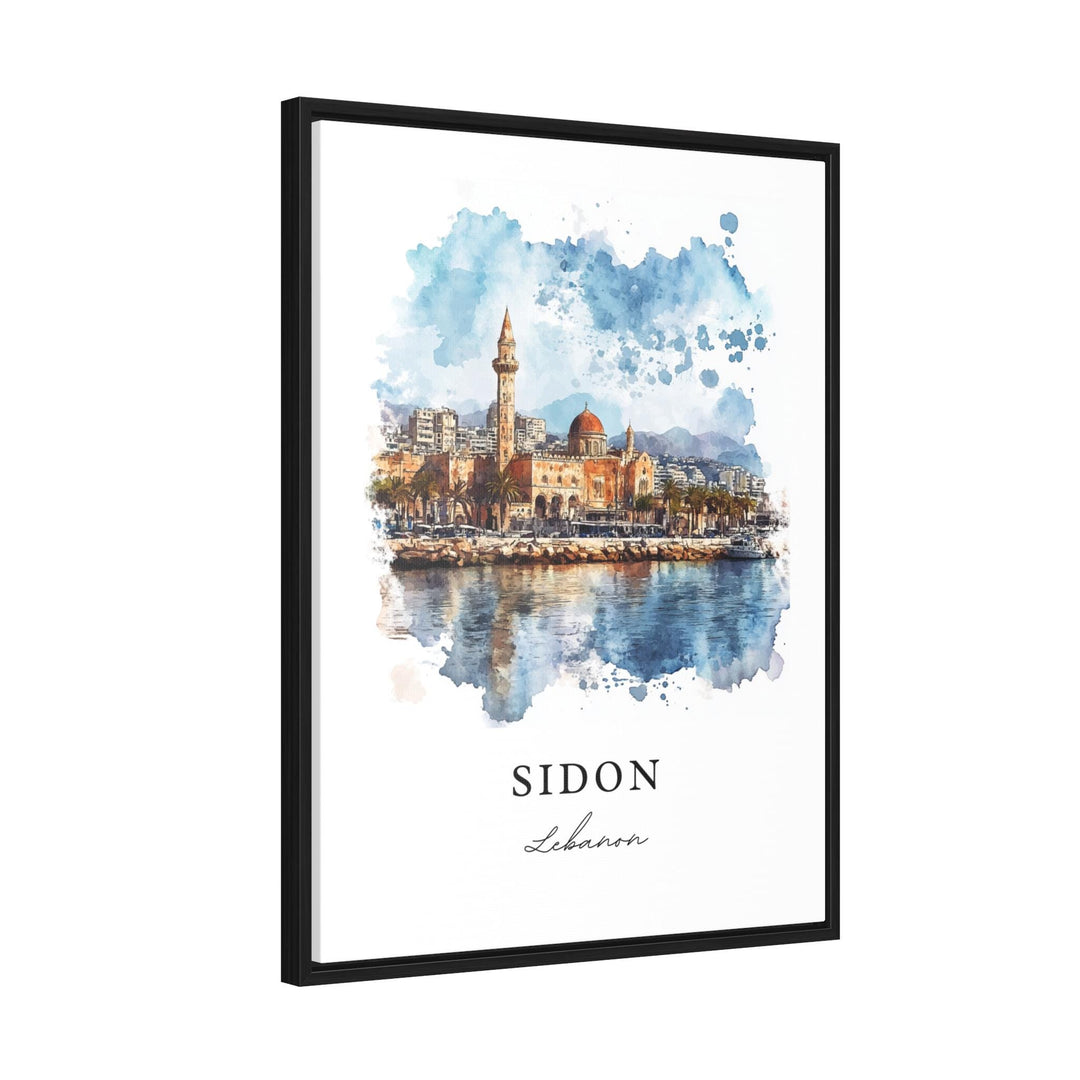 Sidon Wall Art, Sidon Print, Sidon Watercolor Art, Sidon Lebanon Gift, Travel Print, Saida Travel Poster, Housewarming Gift