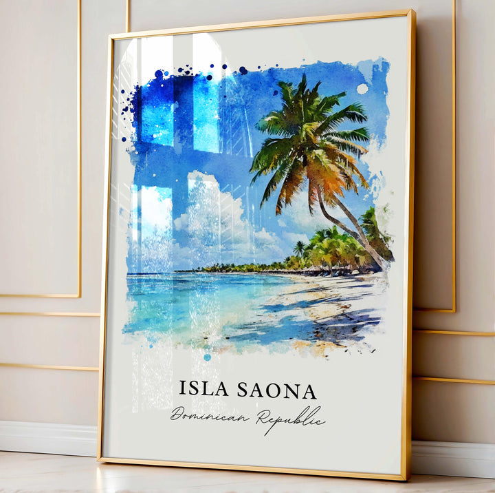 Isla Saona Wall Art, Isla Saona DR Print, Saona Island Watercolor Art, Saona Island Gift,