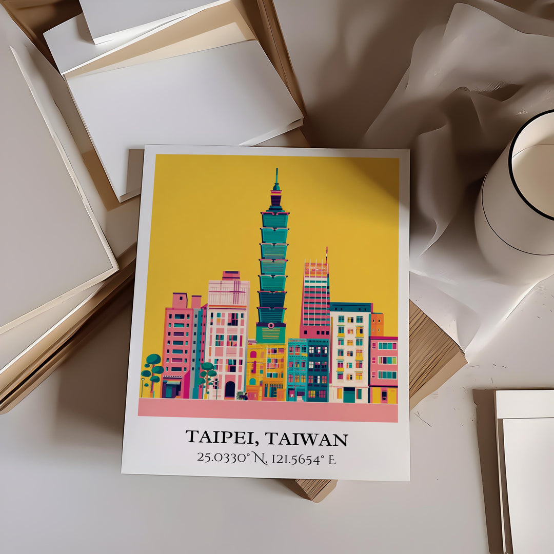 Taipei Art, Taipei Retro Travel Art, Taipei Home Decor, Taipei Taiwan Gift, Taiwan Travel Art, Travel Prints, Housewarming Gift