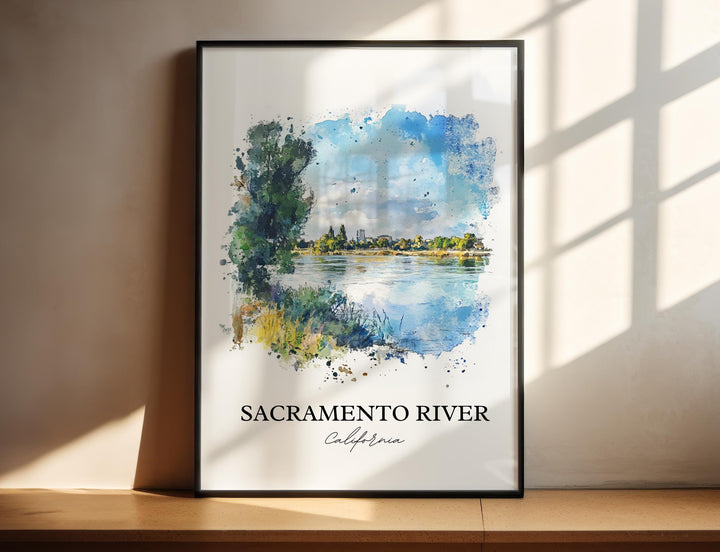 Sacramento River Wall Art, Sacramento Print, California Artwork, Sacramento River Gift, Travel Print, Travel Poster, Housewarming Gift