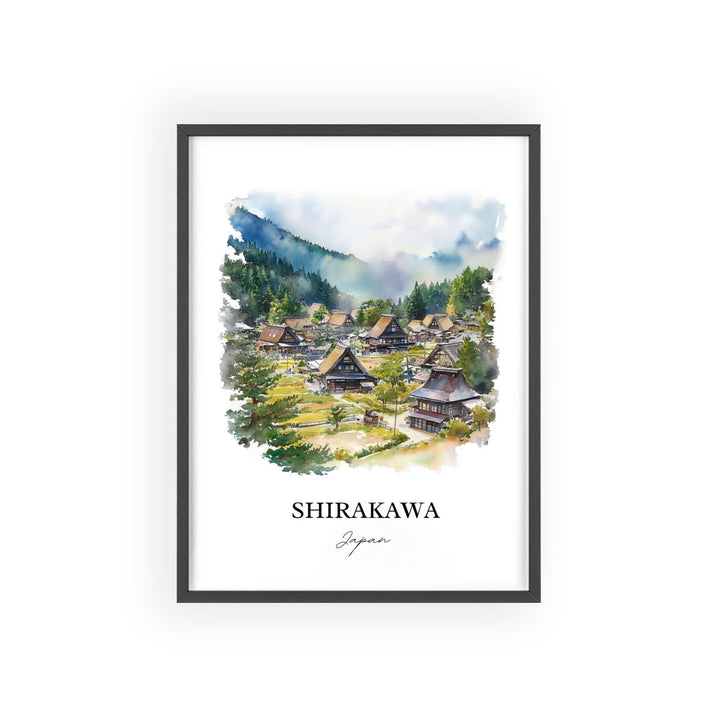 Shirakawa Wall Art, Gifu Prefecture Print, Japan Watercolor Art, Shirakawa Japan Gift, Travel Print, Travel Poster, Housewarming Gift