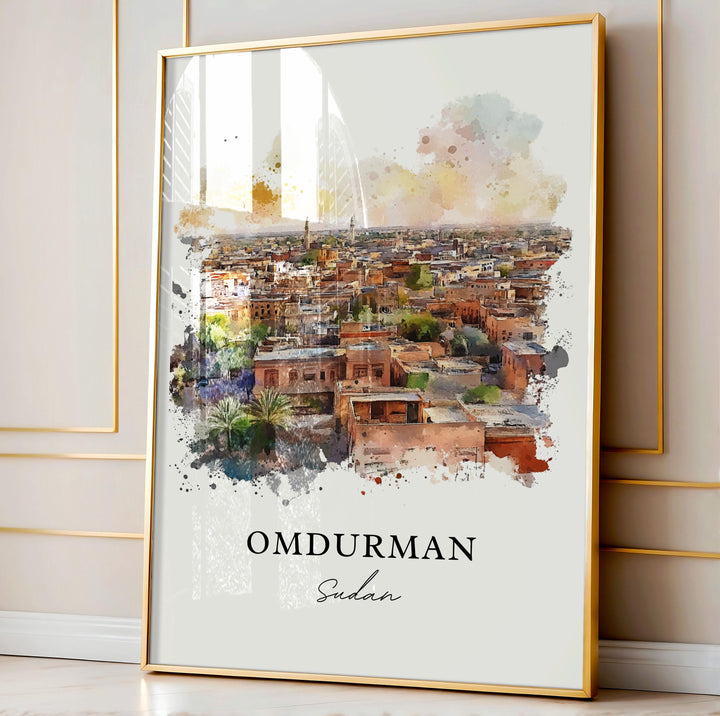 Omdurman Wall Art, Omdurman Print, Omdurman Watercolor Art, Omdurman Sudan Gift, Travel Print, Travel Poster, Housewarming Gift