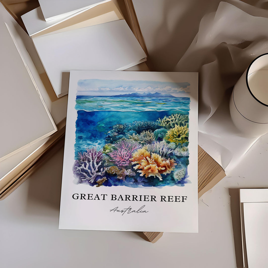 Great Barrier Reef Art, Barrier Reef Print, Australia Watercolor, Great Barrier Reef Gift, Travel Print, Travel Poster, Housewarming Gift