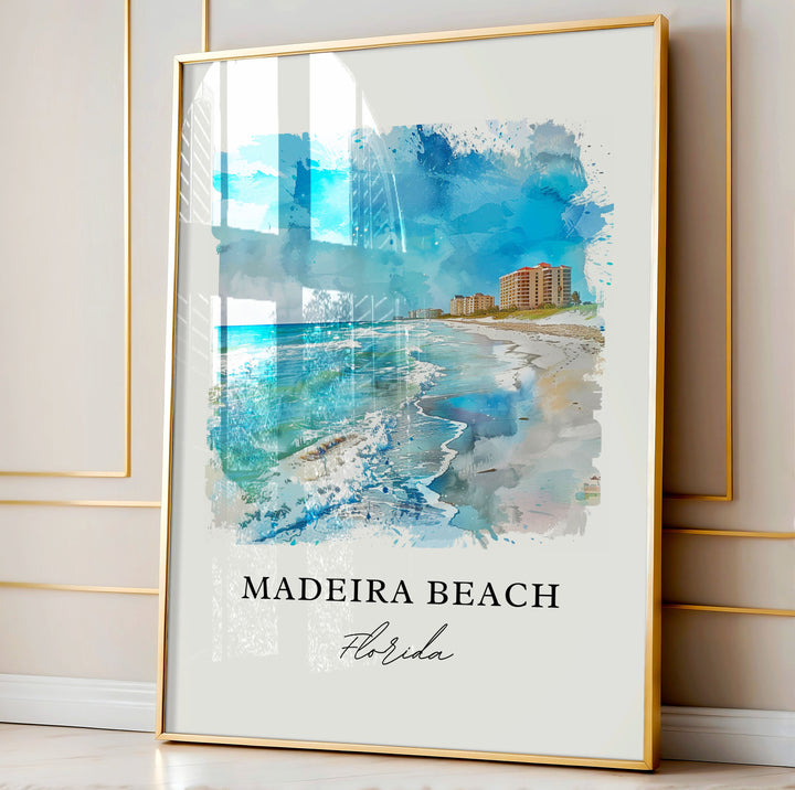 Madeira Beach Wall Art, Madeira Beach Print, Madeira FL Watercolor, Madeira Beach Gift,