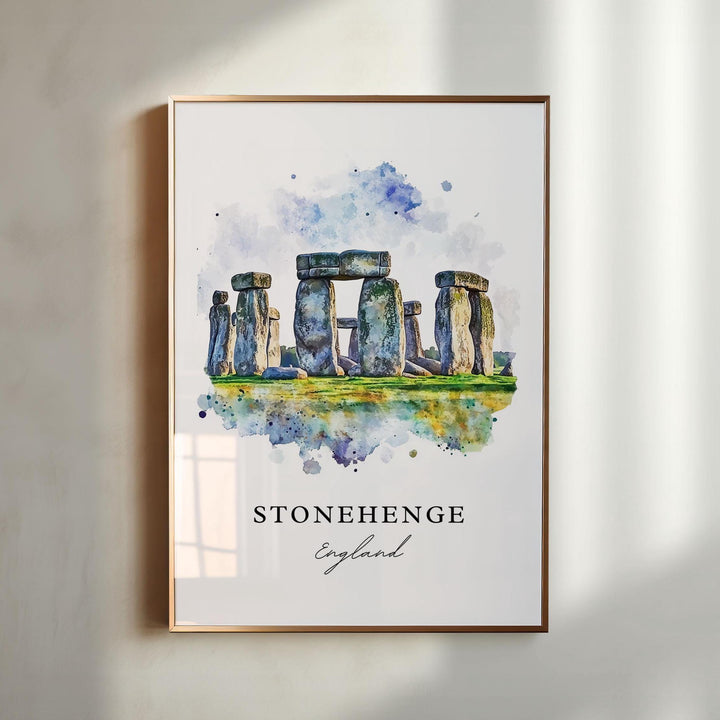 Stonehenge Wall Art, Stonehenge England Print, Wiltshire Watercolor Art, Wiltshire UK Gift,