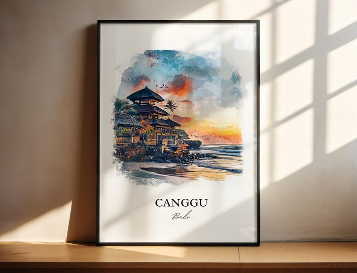 Canggu Wall Art, Bali Print, Bali Watercolor Art, Canggu Bali Gift, Travel Print, Travel Poster, Housewarming Gift