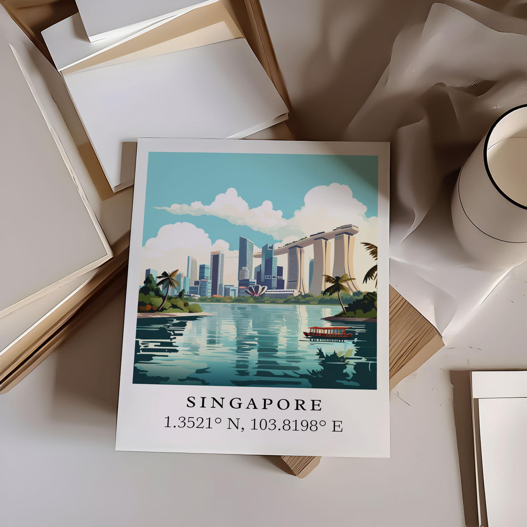 Singapore wall art - Singapore poster, Singapore Wedding gift, Singapore Skyline present, Custom Text, Personalised Gift