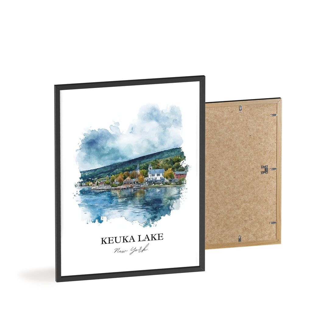 Keuka Lake Wall Art, Finger Lakes Print, Cayuga Lake NY Watercolor Art, Keuka Lake Gift, Travel Print, Travel Poster, Housewarming Gift