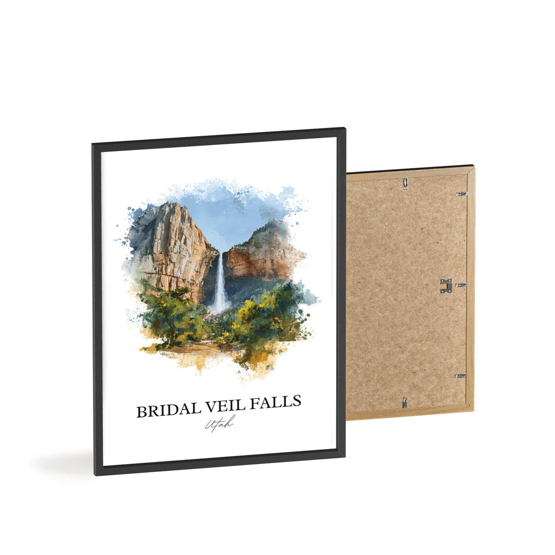 Bridal Veil Falls Wall Art, Provo Canyon Print, Utah Watercolor Art, Bridal Veil Falls Gift, Travel Print, Travel Poster, Housewarming Gift