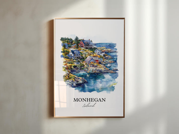 Monhegan Island Wall Art, Gulf of Maine Print, Maine Watercolor Art, Monhegan Island Gift, Travel Print, Travel Poster, Housewarming Gift