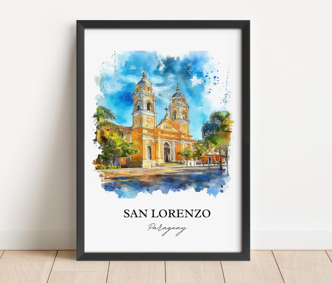San Lorenzo, Paraguay – Watercolor Art Print