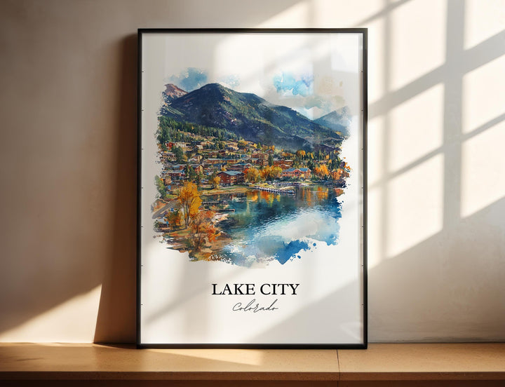 Lake City CO Wall Art, Hinsdale County Print, Colorado Watercolor Art, Lake City Gift, Travel Print, Travel Poster, Housewarming Gift