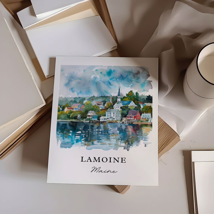 Lamoine Maine Wall Art, Hancock Maine Print, Lamoine Watercolor Art, Lamoine Gift,