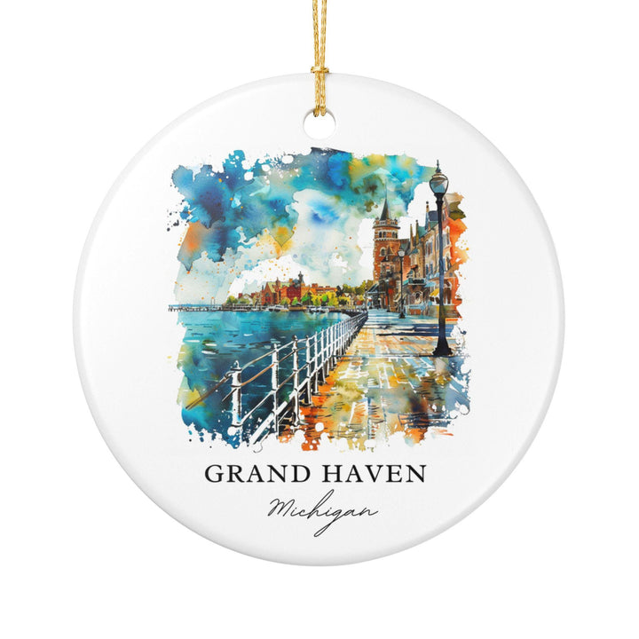 Grand Haven MI Ornament: Unique Grand Haven Souvenir, Grand Haven MI Xmas Decor, and Authentic Michigan Gift