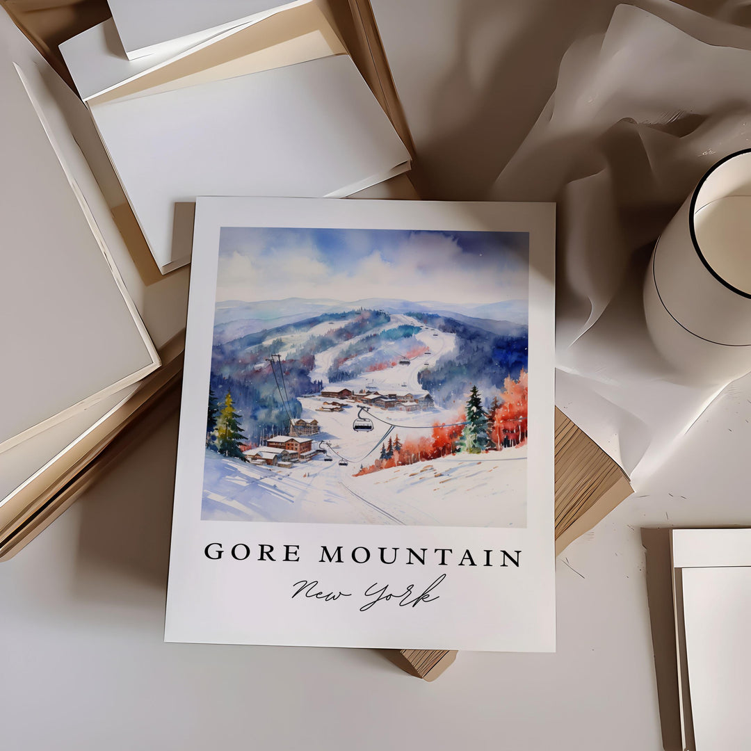 Gore Mountain NY wall art, Gore Mountain print, Gore Mountain Ski gift, Gore Mtn Birthday present, Custom Text, Perfect Gift