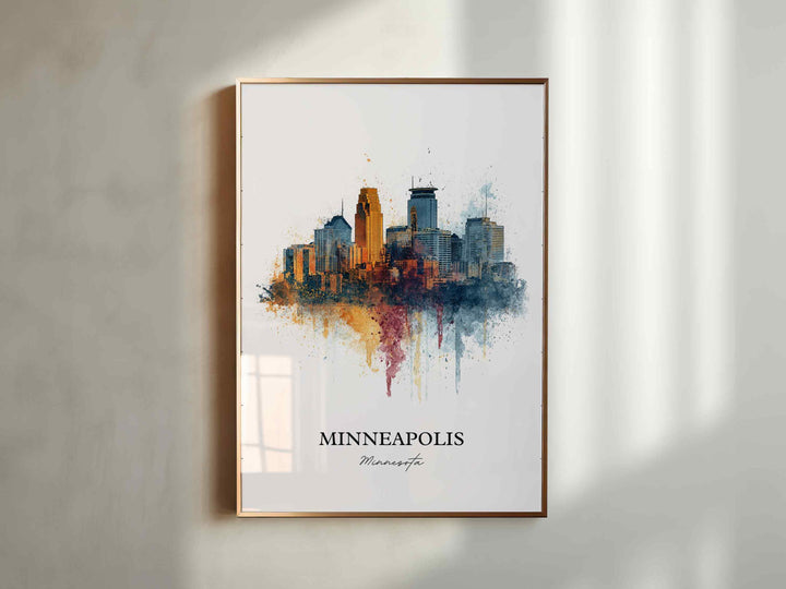 Minneapolis Wall Art, Minneapolis MN Print, Minnesota Watercolor Art, Twin Cities Gift, Travel Print, Travel Poster, Housewarming Gift