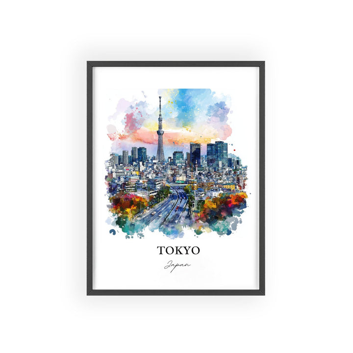 Tokyo Wall Art, Tokyo Skyline Print, Japan Watercolor Art, Tokyo Japan Gift, Travel Print, Travel Poster, Housewarming Gift