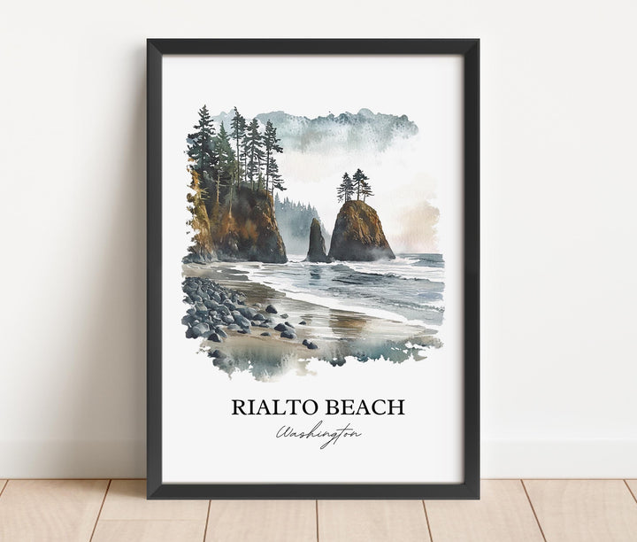 Rialto Beach WA Wall Art, Olympic National Park Print, Washington Artwork, Rialto Beach Gift, Travel Print, Travel Poster, Housewarming Gift