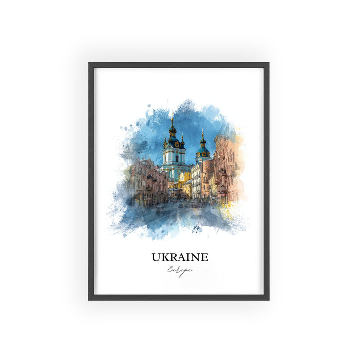 Ukraine Wall Art, Ukraine Print, Kyiv Watercolor Art, Ukraine Country Gift, Travel Print, Travel Poster, Housewarming Gift
