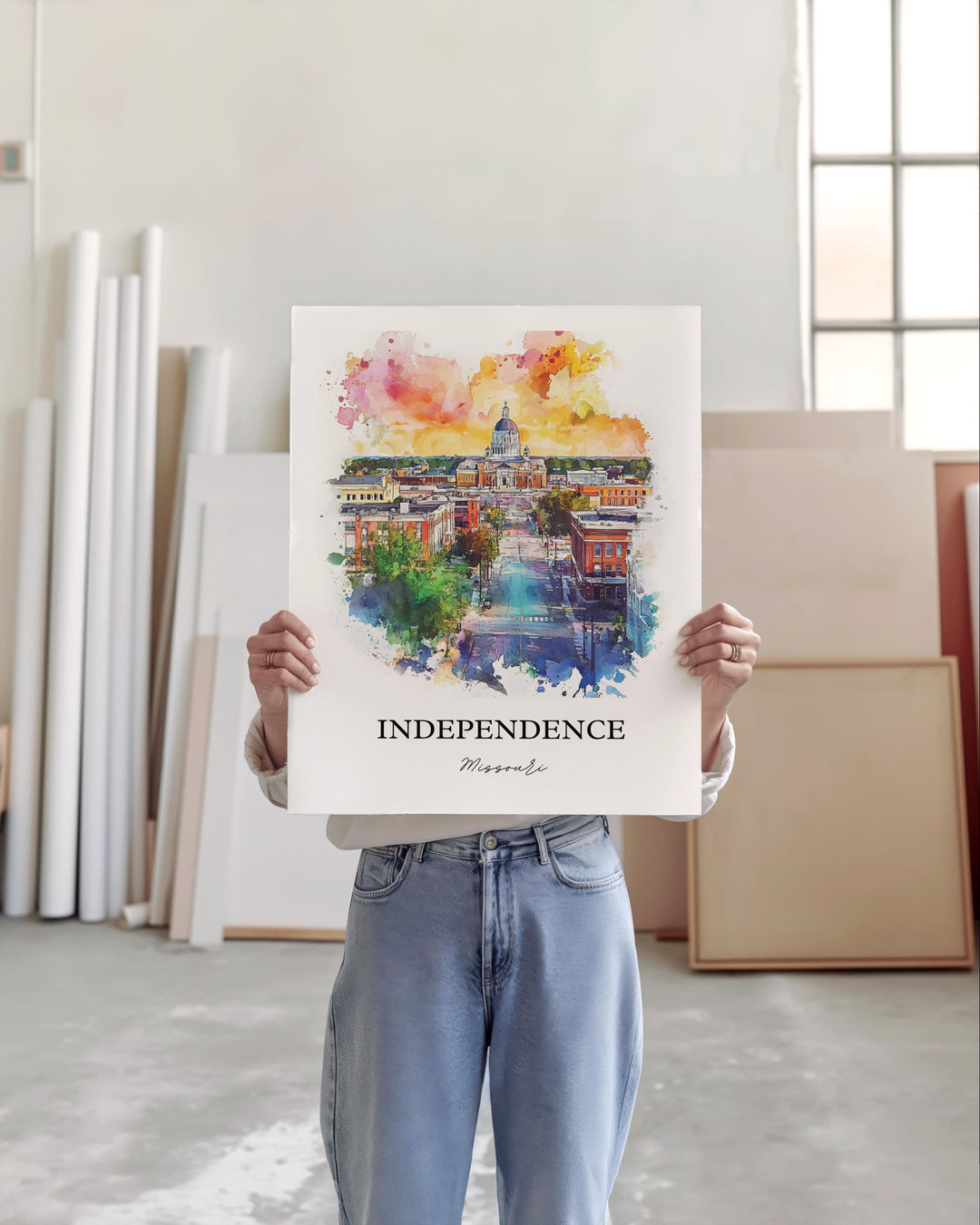 Independence MO Wall Art, Jackson MO Print, Missouri Watercolor, Independence Missouri Gift, Travel Print, Travel Poster, Housewarming Gift