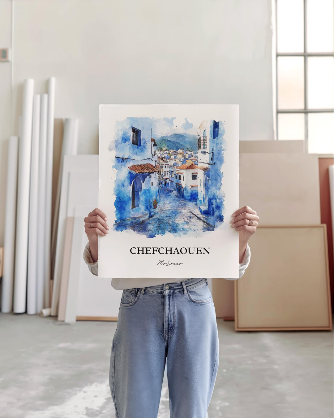 Chefchaouen, Morocco – Watercolor Art Print