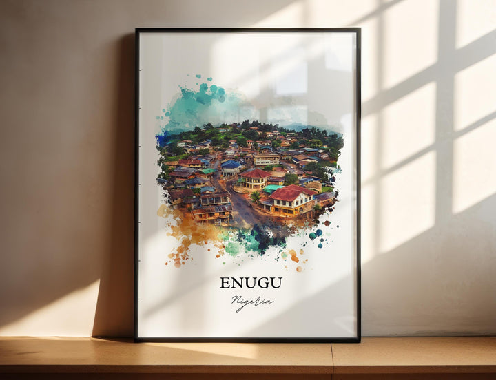 Enugu Nigeria Wall Art, Nigeria Print, Nigeria Watercolor Art, Enugu Nigeria Gift, Travel Print, Travel Poster, Housewarming Gift
