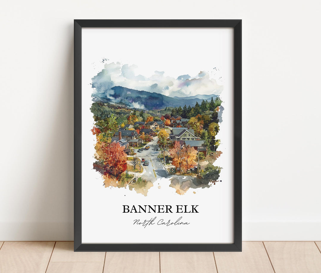 Banner Elk NC Wall Art, Blue Ridge NC Print, North Carolina Watercolor, Banner Elk NC Gift, Travel Print, Travel Poster, Housewarming Gift