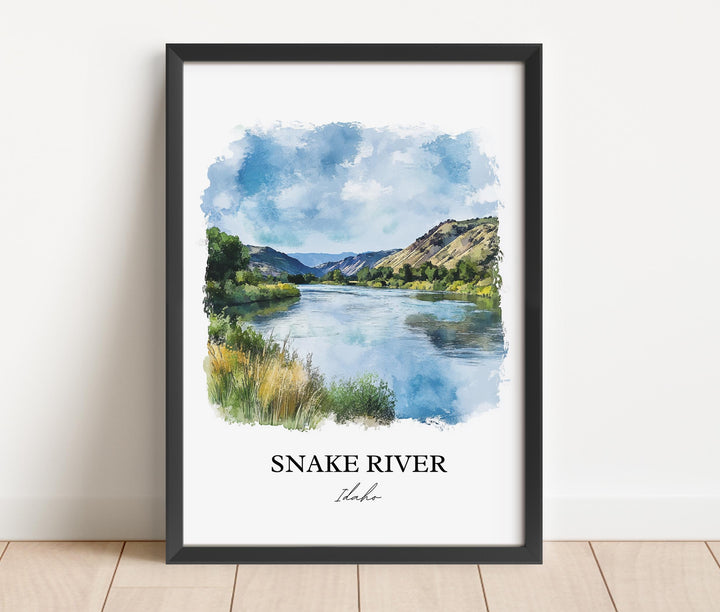 Snake River ID Wall Art, Columbia River Print, Idaho Watercolor Art, Snake River Gift, Travel Print, Travel Poster, Housewarming Gift
