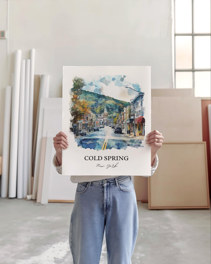 Cold Spring NY Wall Art, Putnam County Print, Upstate NY Watercolor Art, Cold Spring NY Gift, Travel Print, Travel Poster, Housewarming Gift