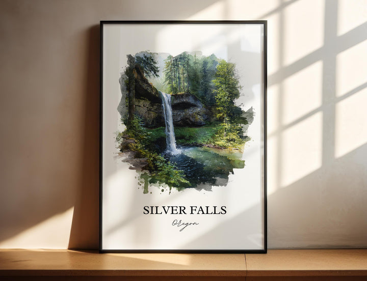 Silver Falls, Oregon, USA – Watercolor Art Print