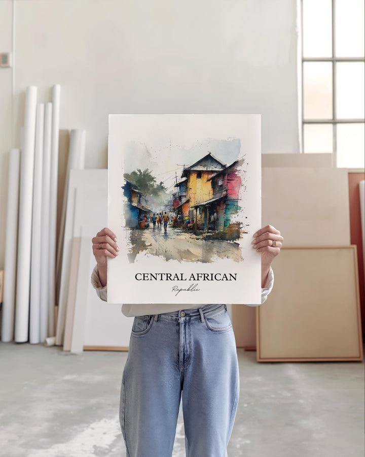 Central African Republic Wall Art, CAR Print, Africa Artwork, Central African Republic Gift, Travel Print, Travel Poster, Housewarming Gift