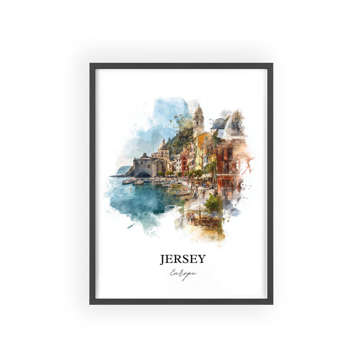 Jersey Wall Art, Jersey Island Print, Europe Watercolor Art, Channel Islands Gift, Travel Print, Travel Poster, Housewarming Gift